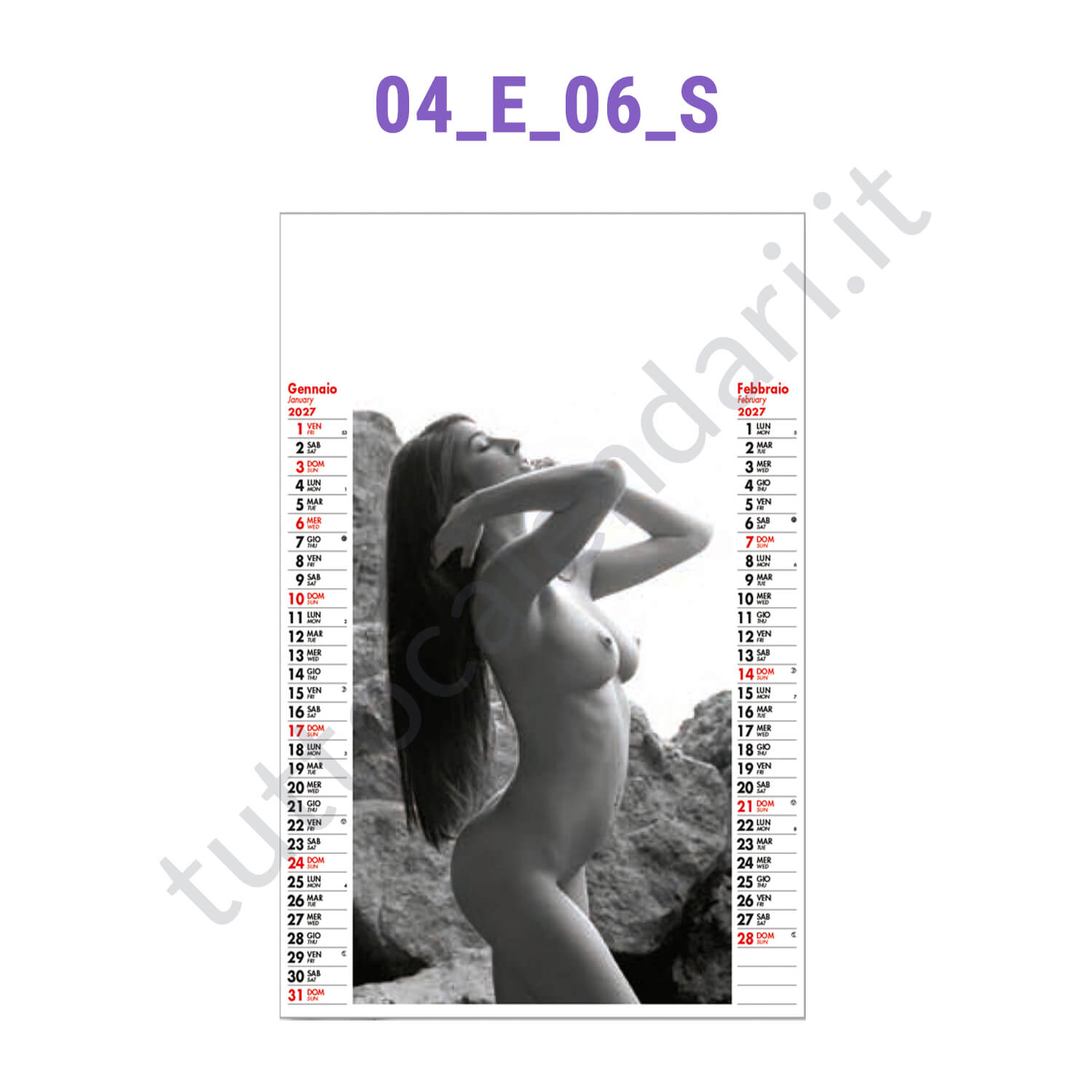Stampa calendario bimensile 2027 - sexy Calendario da parete bimensile illustrato sexy