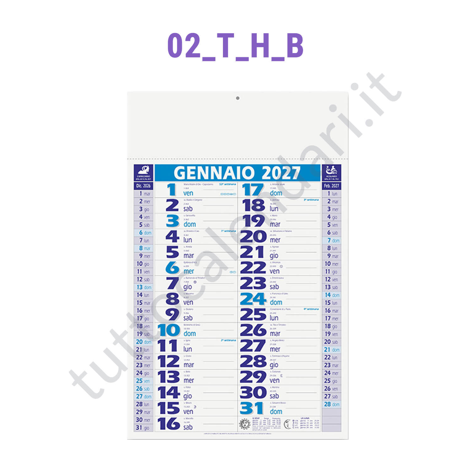 Calendario commerciale azzurro da parete olandese Stampa calendario commerciale da muro
