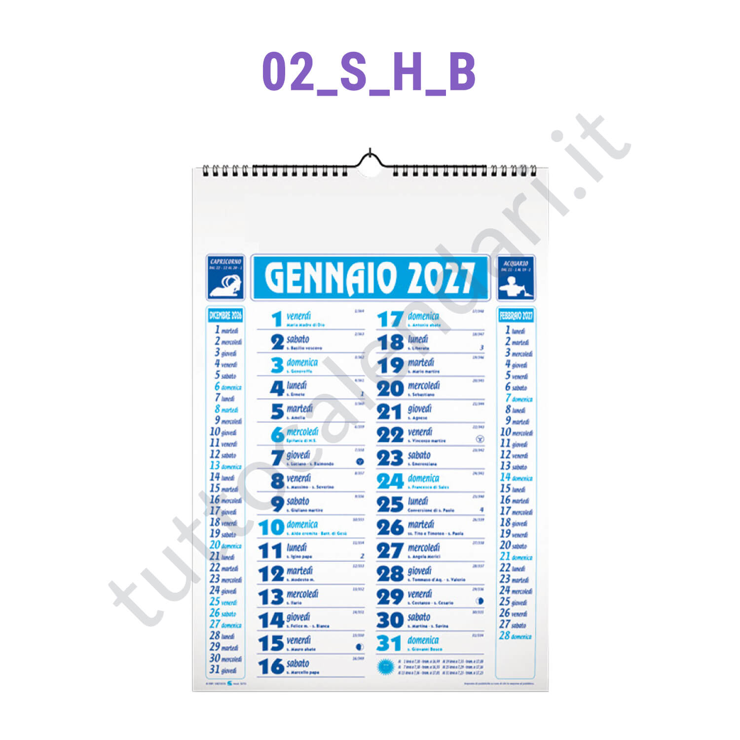 Calendario olandese commerciale blu da muro con grafica personalizzata Stampa calendario da parete personalizzato