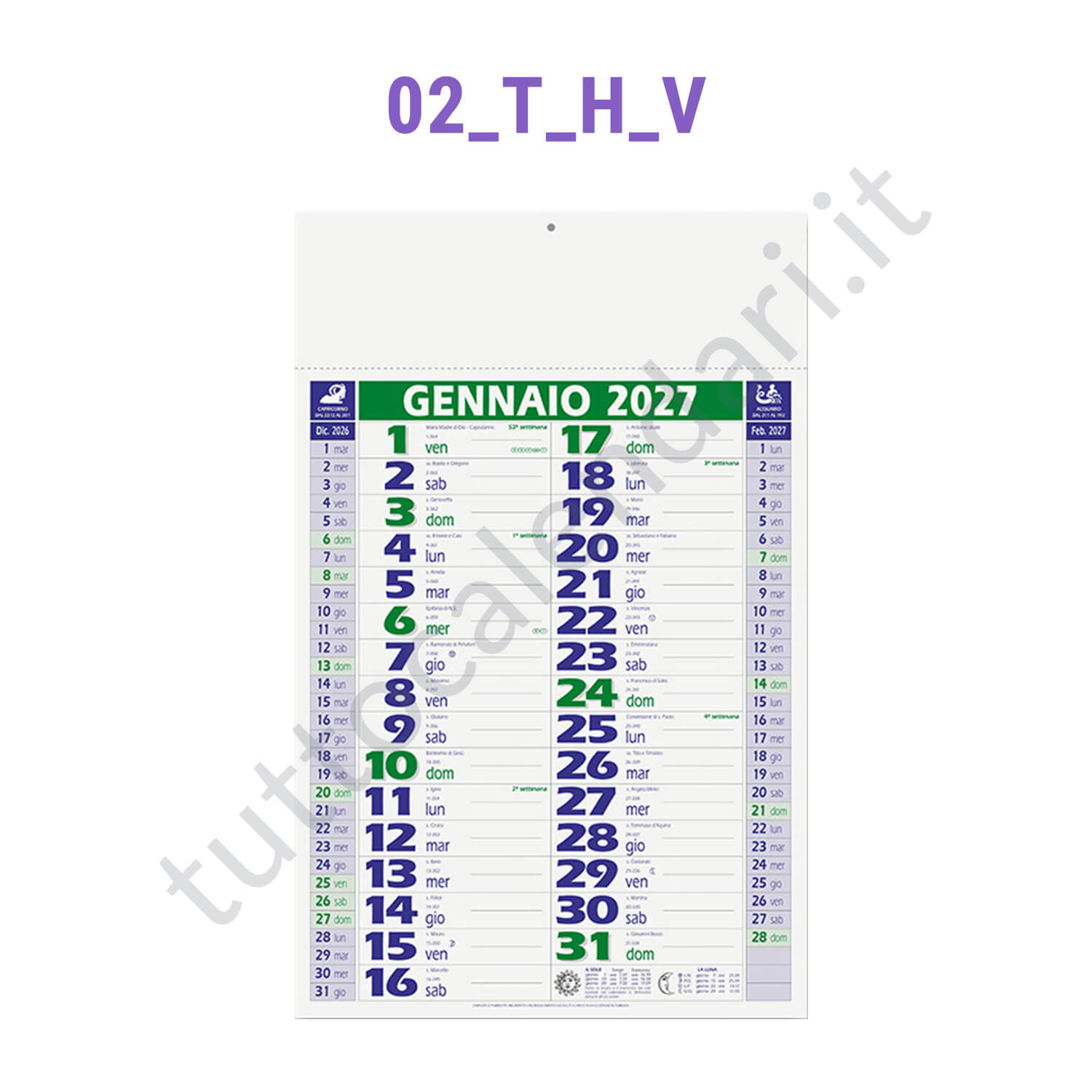 Calendario commerciale verde da parete olandese Stampa calendario commerciale da muro