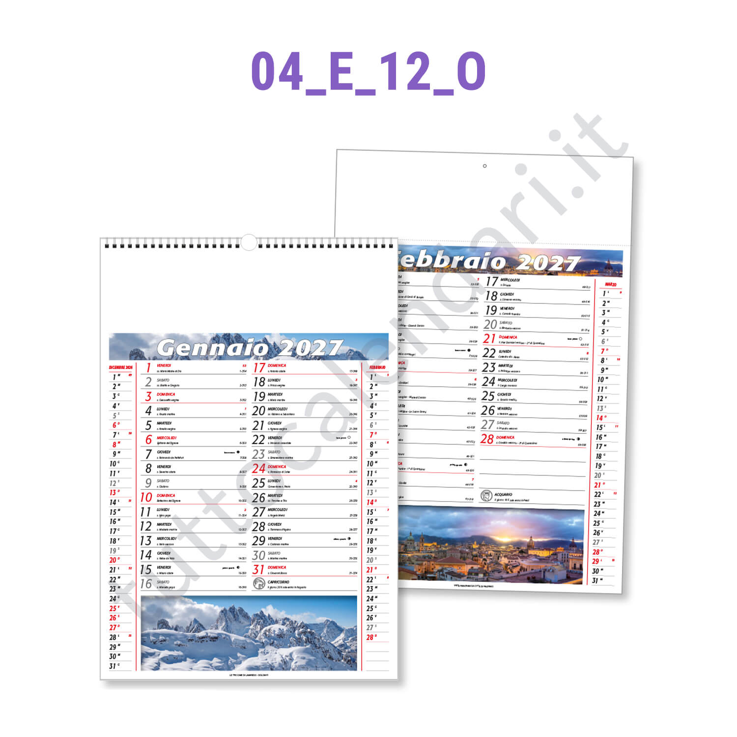 Calendario mensile illustrato Calendario mensile fotografico 2027