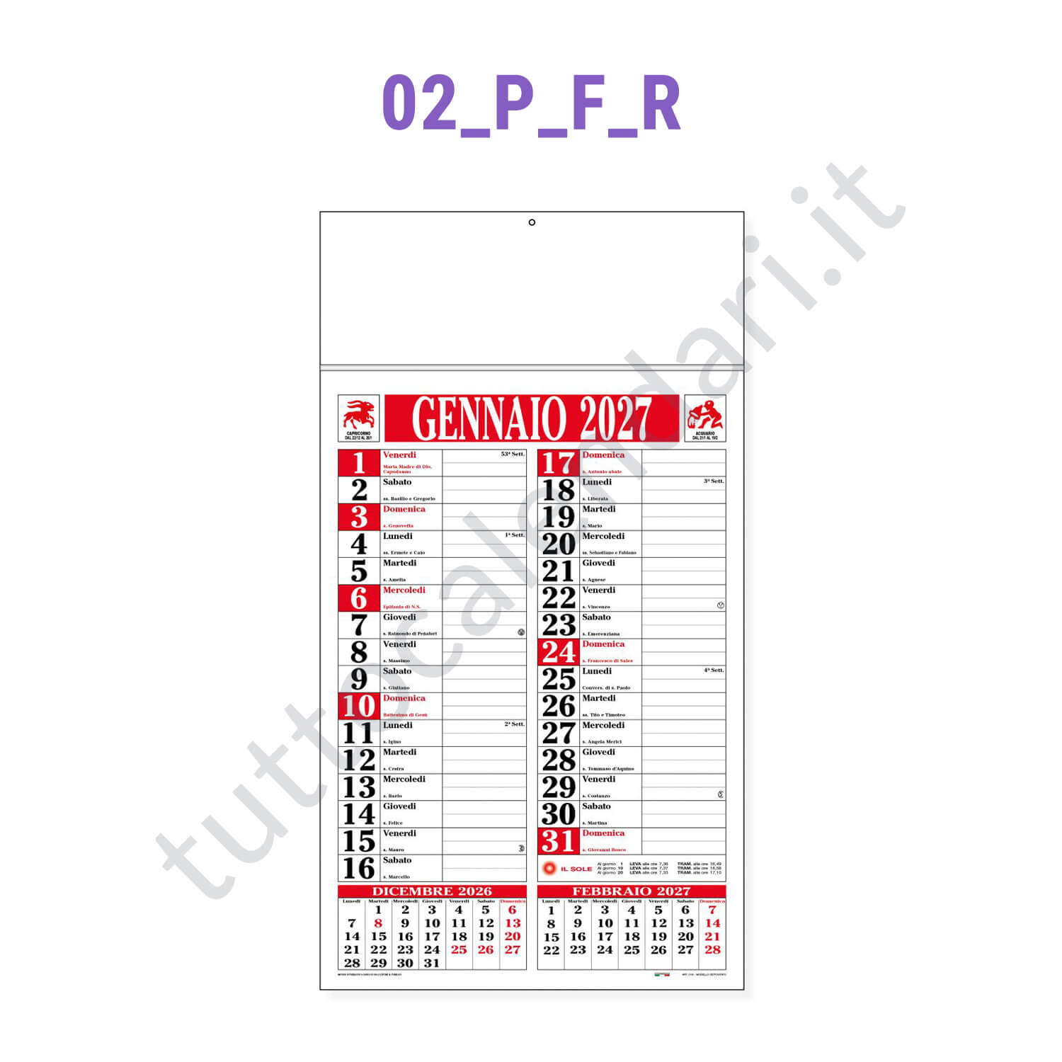 Calendario olandese commerciale da parete listellato rosso/nero Stampa calendario commerciale olandese