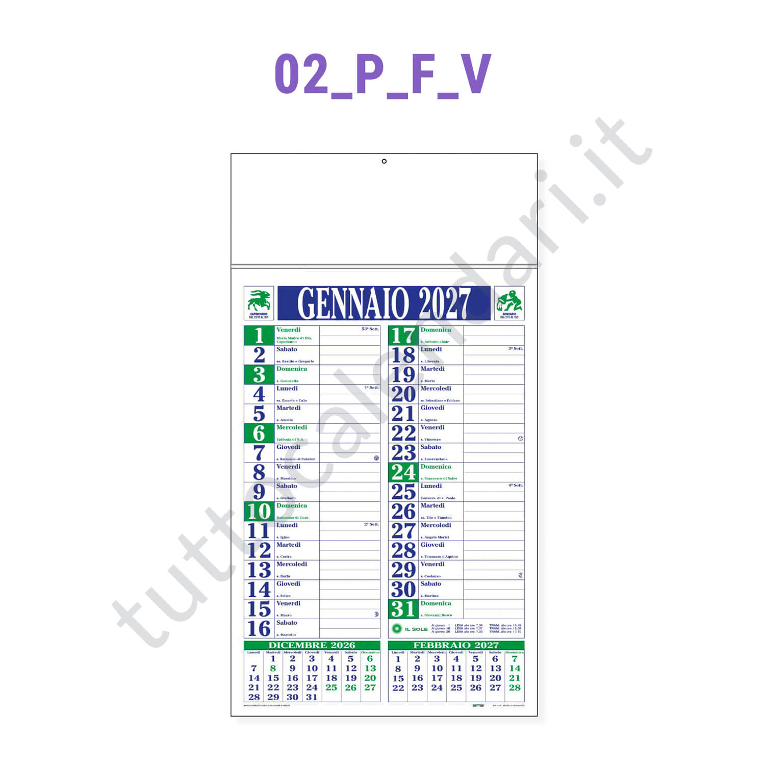 Calendario olandese commerciale da parete listellato verde/blu Stampa calendario commerciale olandese
