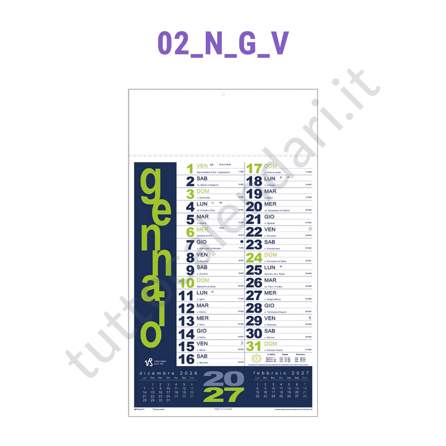 Calendario olandese commerciale verde/blu Stampa calendario olandese da muro colorato