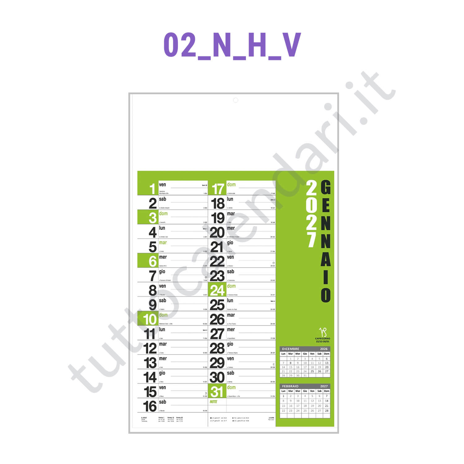 Calendario olandese commerciale verde/nero Stampa calendario olandese da muro colorato