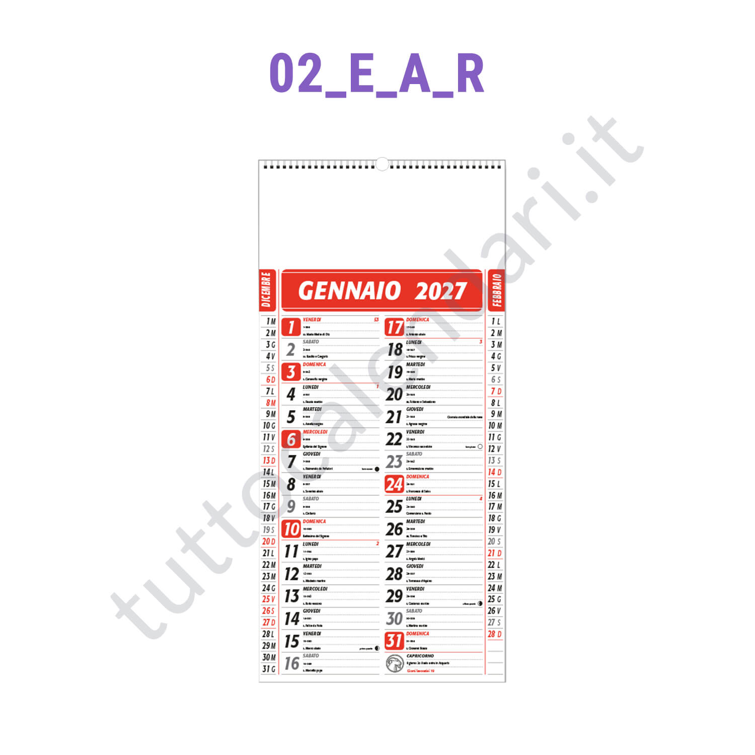 Calendario olandese commerciale rosso da muro personalizzato Stampa calendario da parete personalizzato