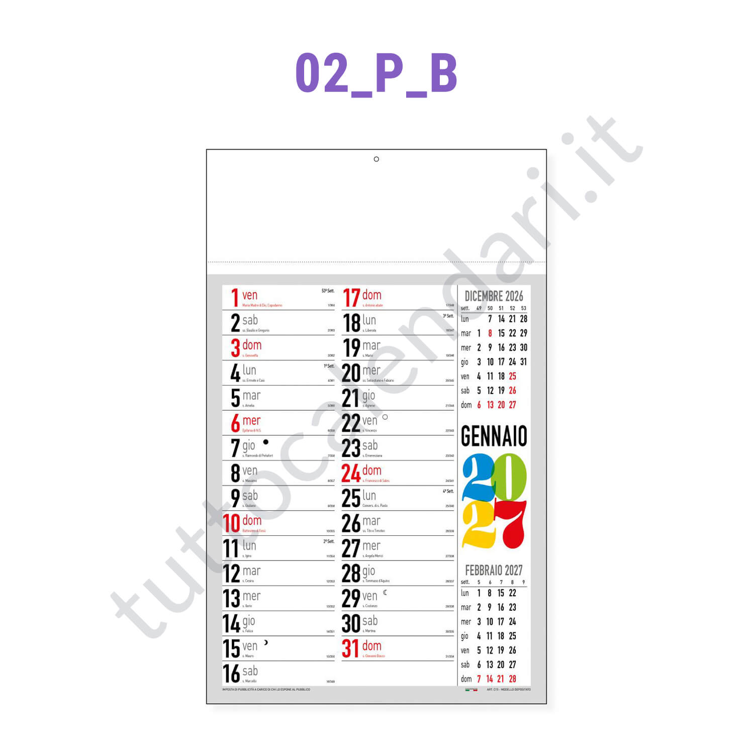 Calendario olandese grigio Stampa calendario commerciale da muro