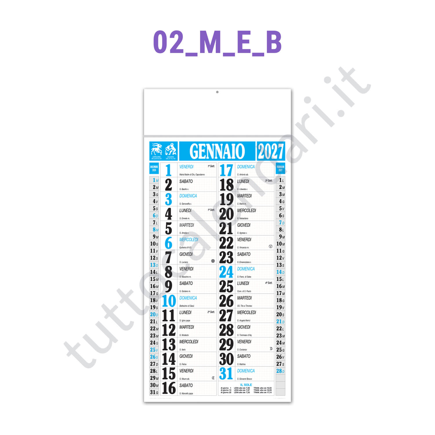 Calendario olandese commerciale quadrettato azzurro Stampa calendario olandese da muro