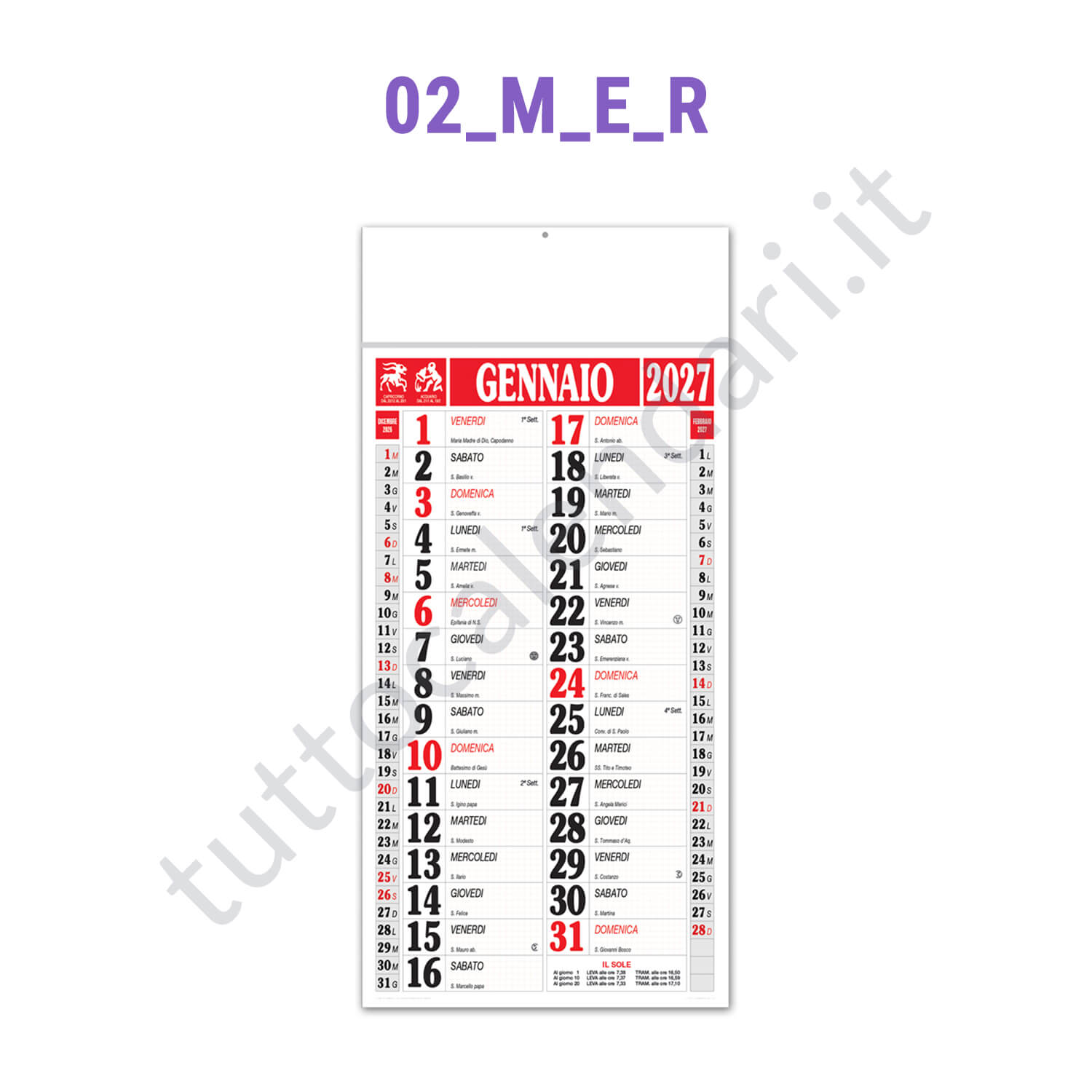 Calendario olandese commerciale quadrettato rosso Stampa calendario olandese da muro
