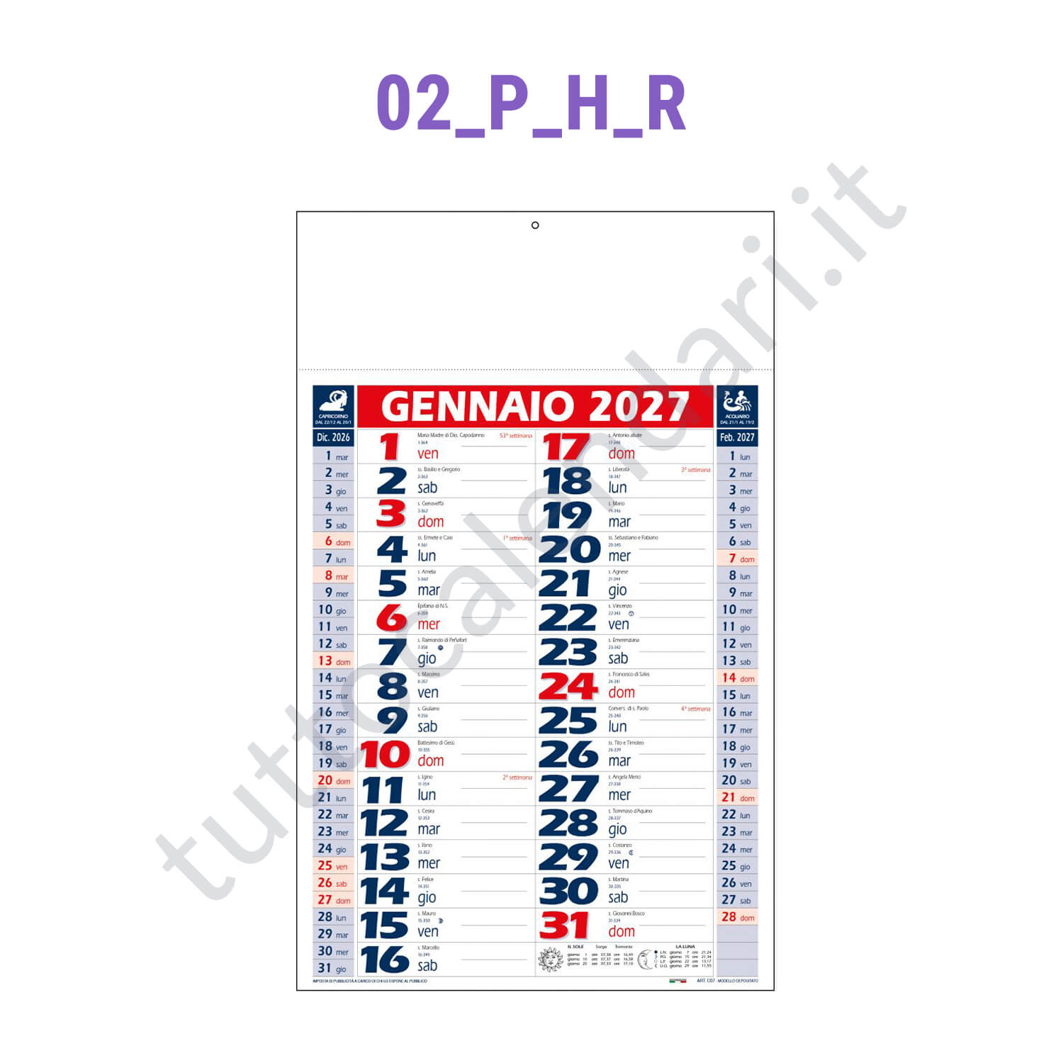 Calendario olandese commerciale da parete Rosso/Blu Stampa calendario commerciale olandese