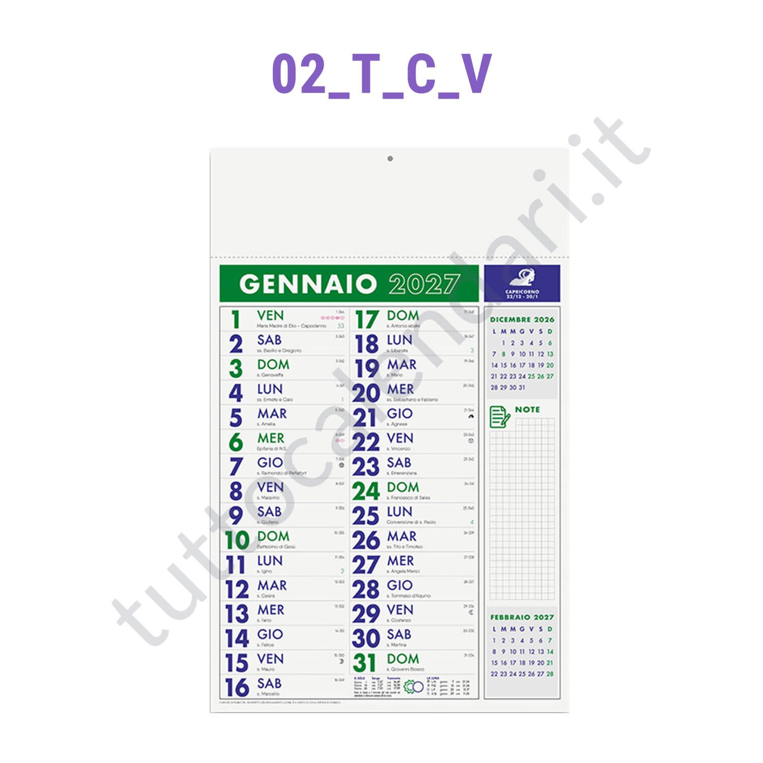 Calendario olandese commerciale trimensile verde Stampa calendario da parete olandese