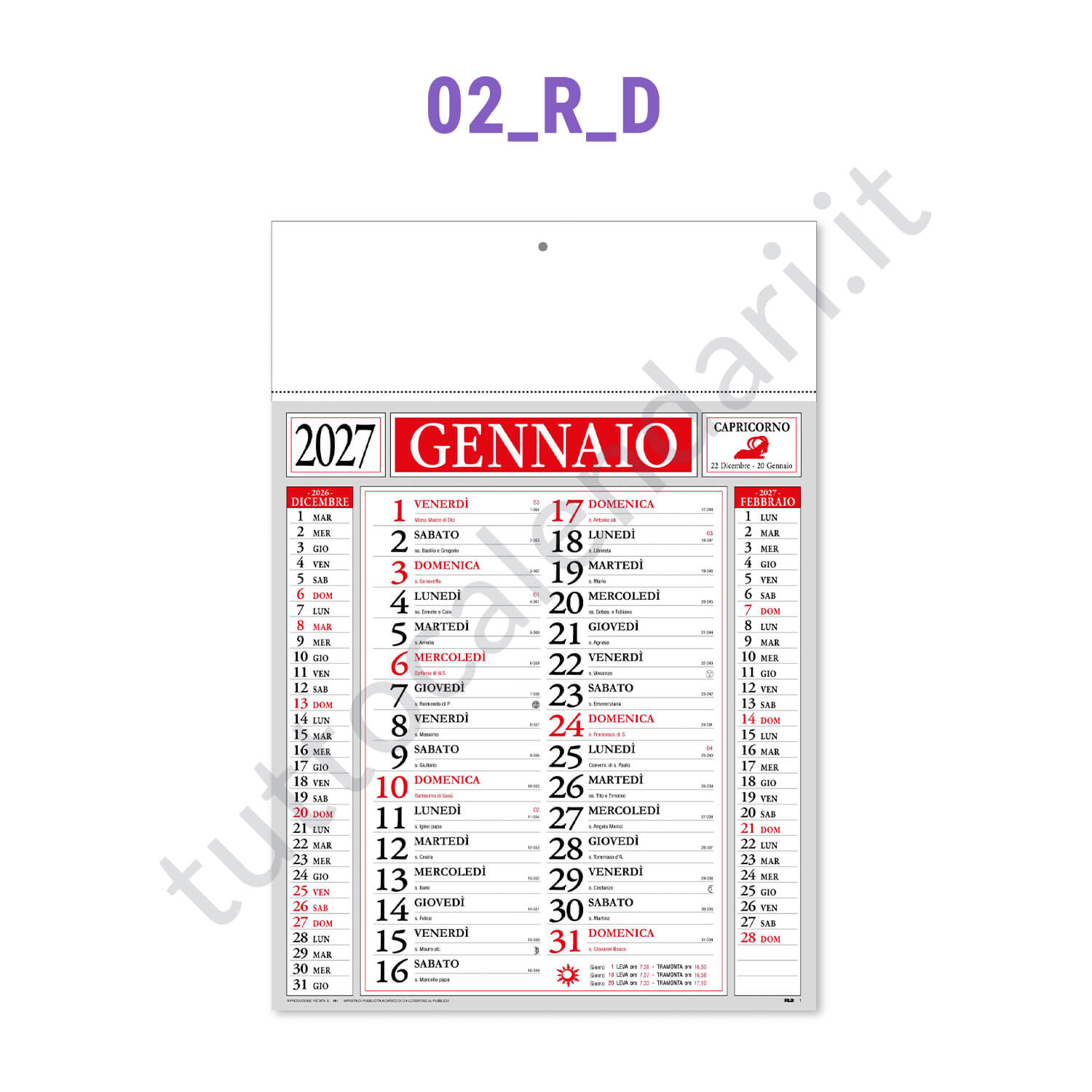 Stampa calendario commerciale olandese classico
