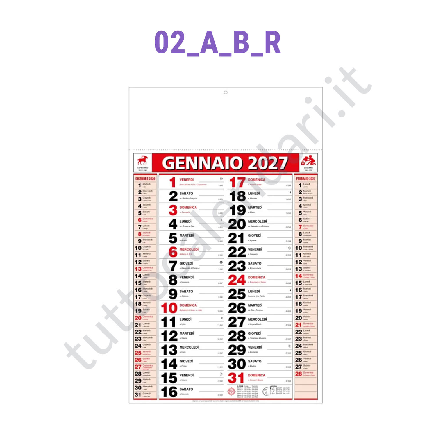 Calendario olandese commerciale rosso da parete Stampa calendario commerciale olandese