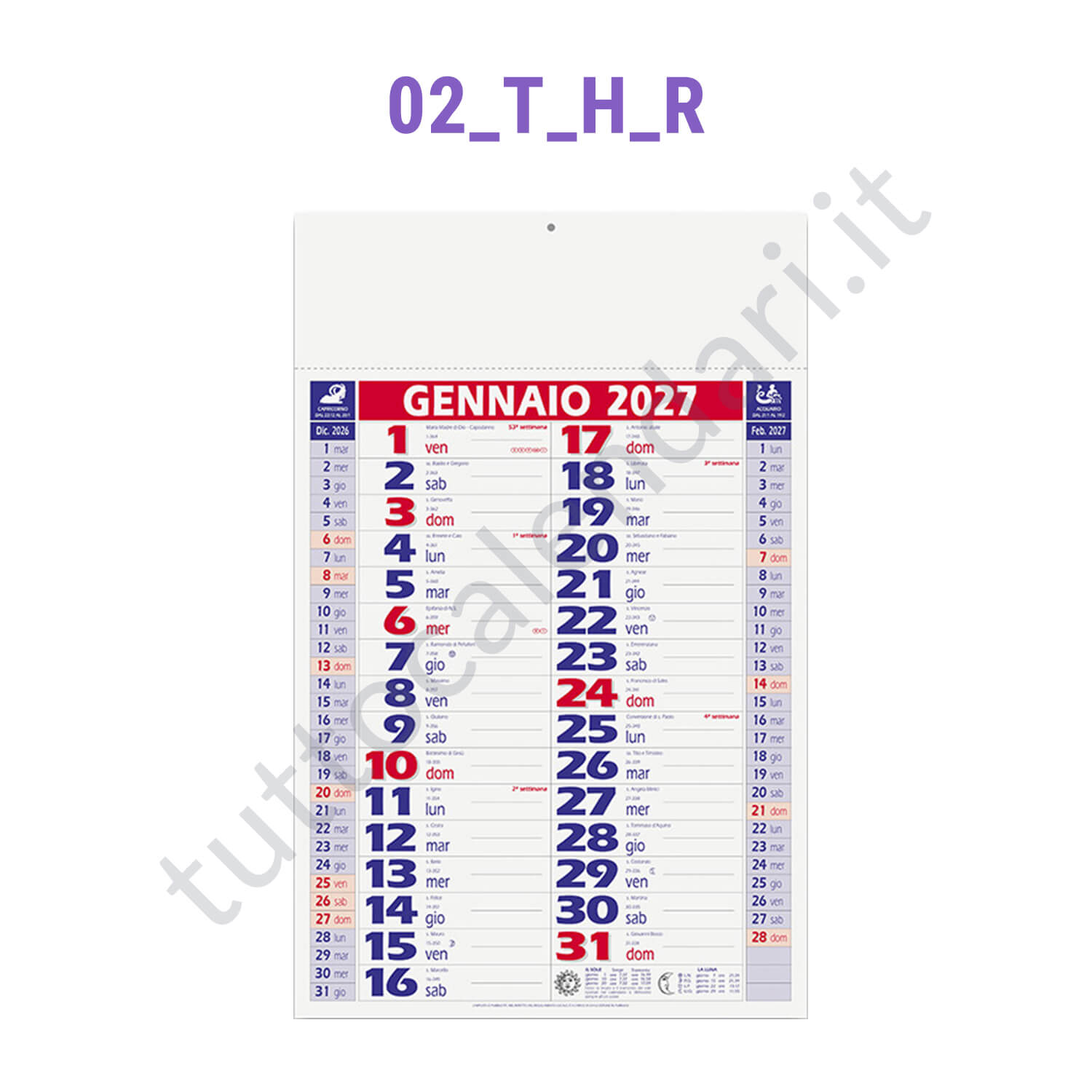 Calendario commerciale rosso da parete olandese Stampa calendario commerciale da muro
