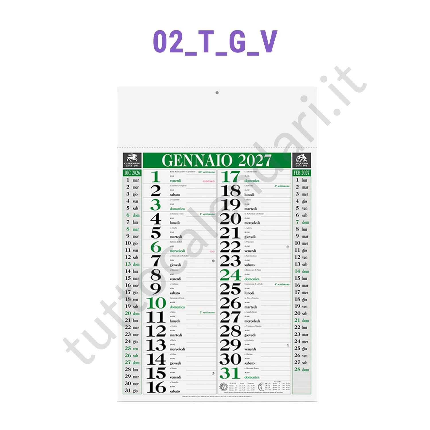 Calendario olandese classico commerciale verde da muro Stampa calendario commerciale da muro
