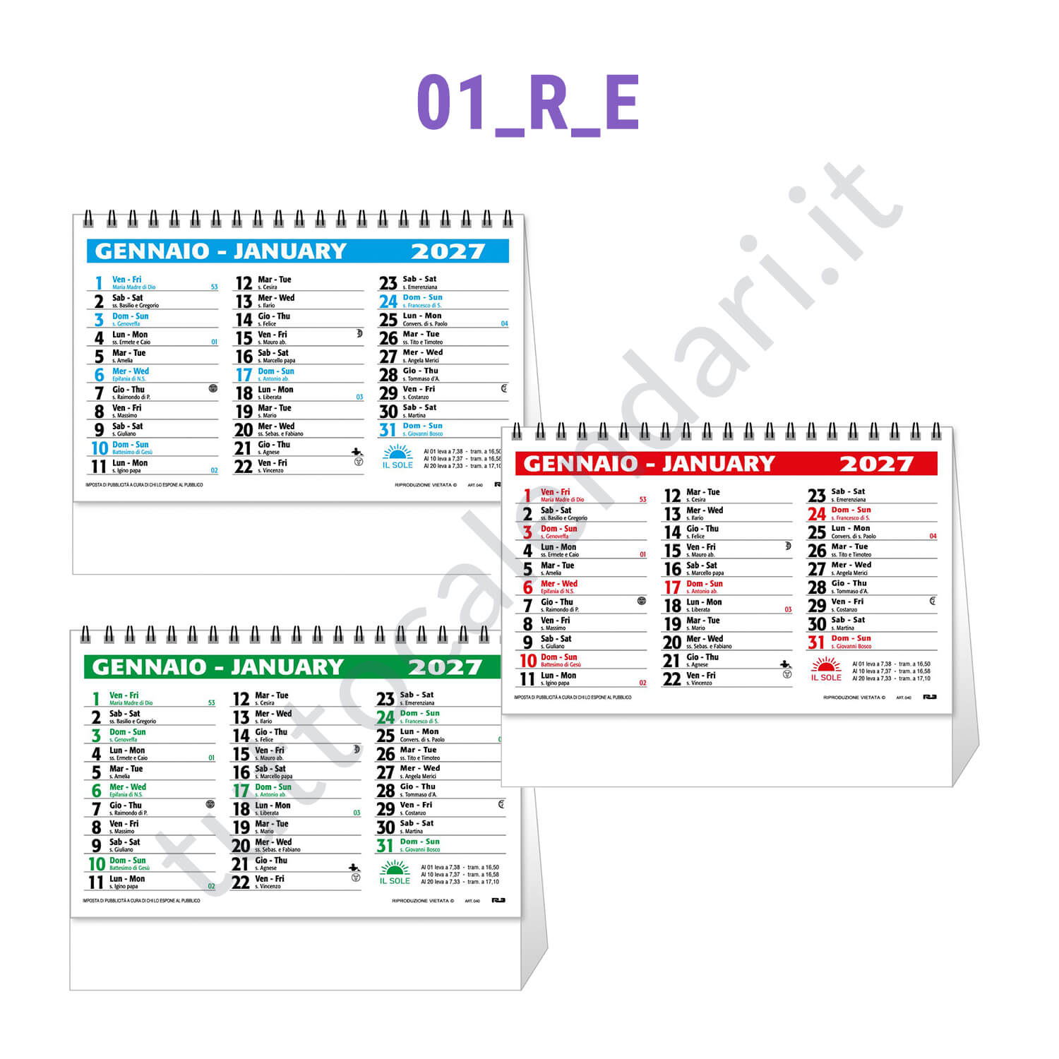 Calendarietto da tavolo commerciale Vendita online calendario a cavallotto
