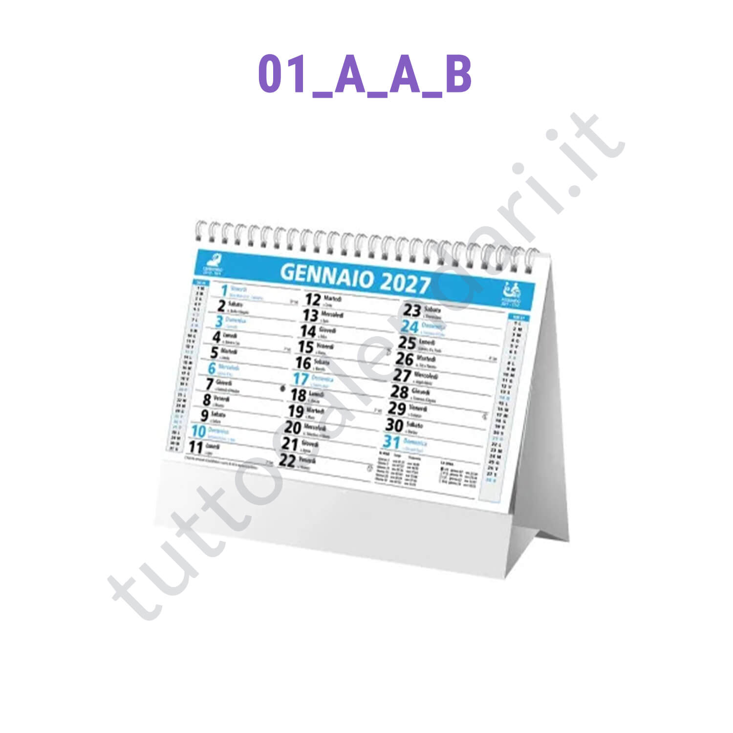 calendario aziendale da banco colore blu/azzurro Stampa calendario commerciale da scrivania