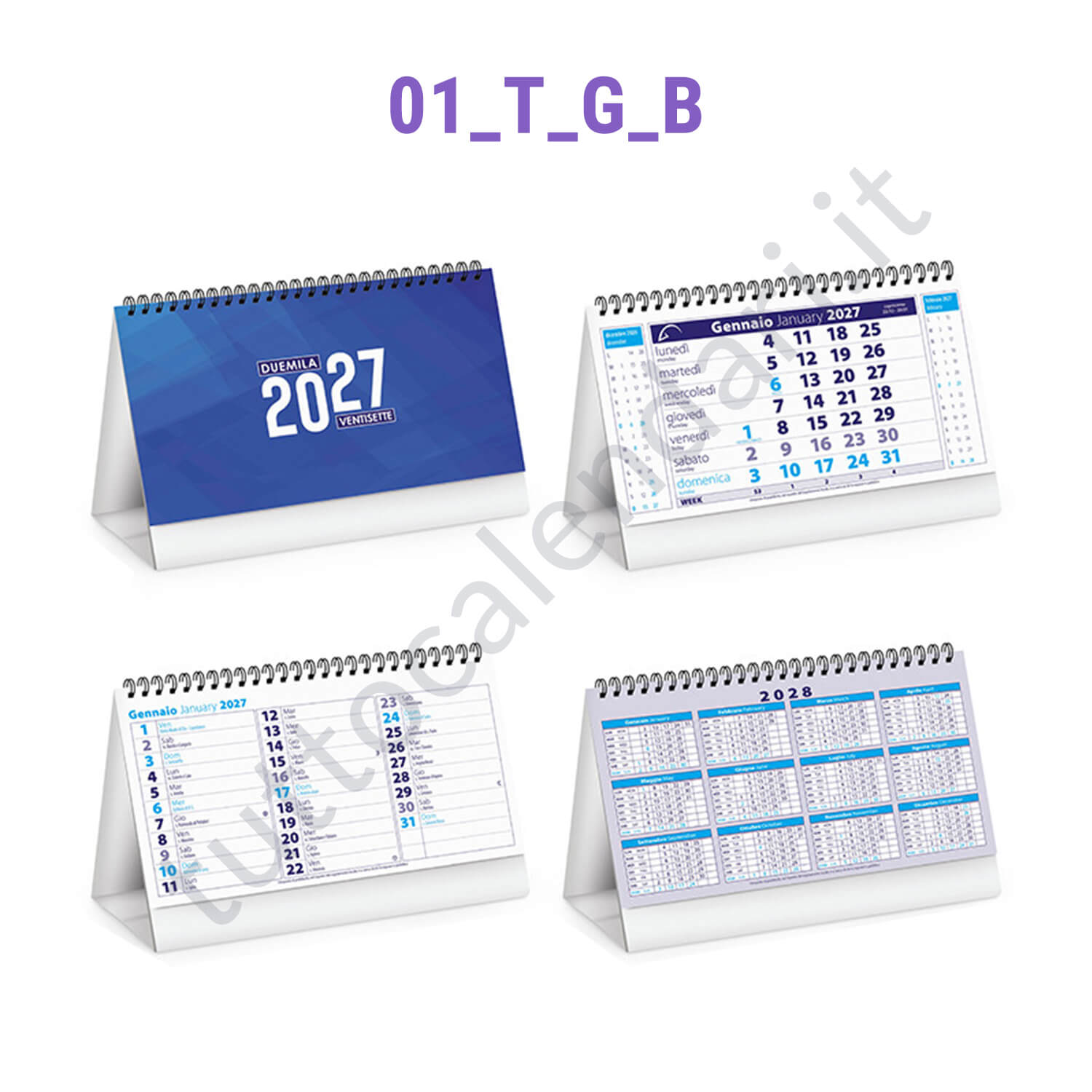 calendario da tavolo blu Calendario da banco con personalizzazione
