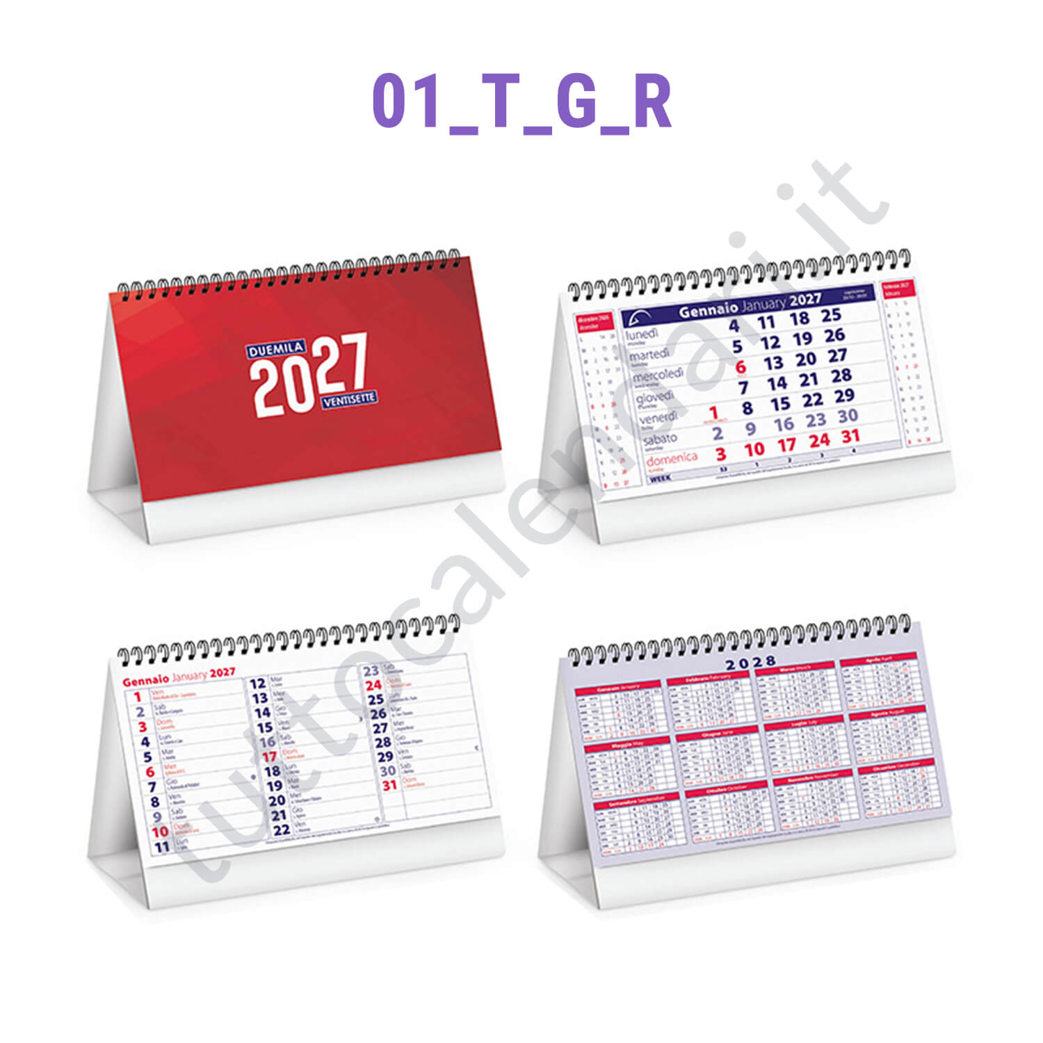 calendario da tavolo rosso Calendario da banco con personalizzazione