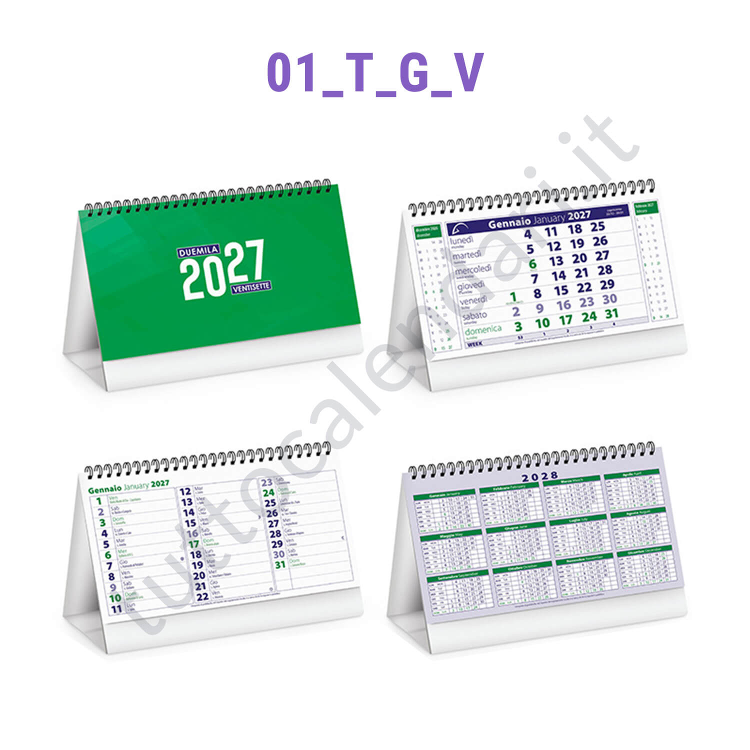 calendario da tavolo verde Calendario da banco con personalizzazione