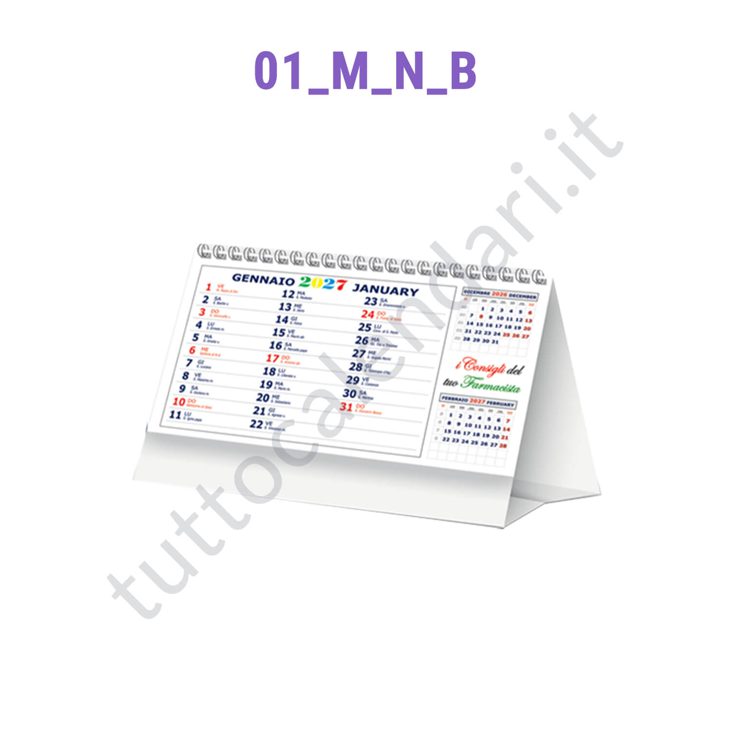 calendario da tavolo illustrato 2028 per farmacie ed erboristerie