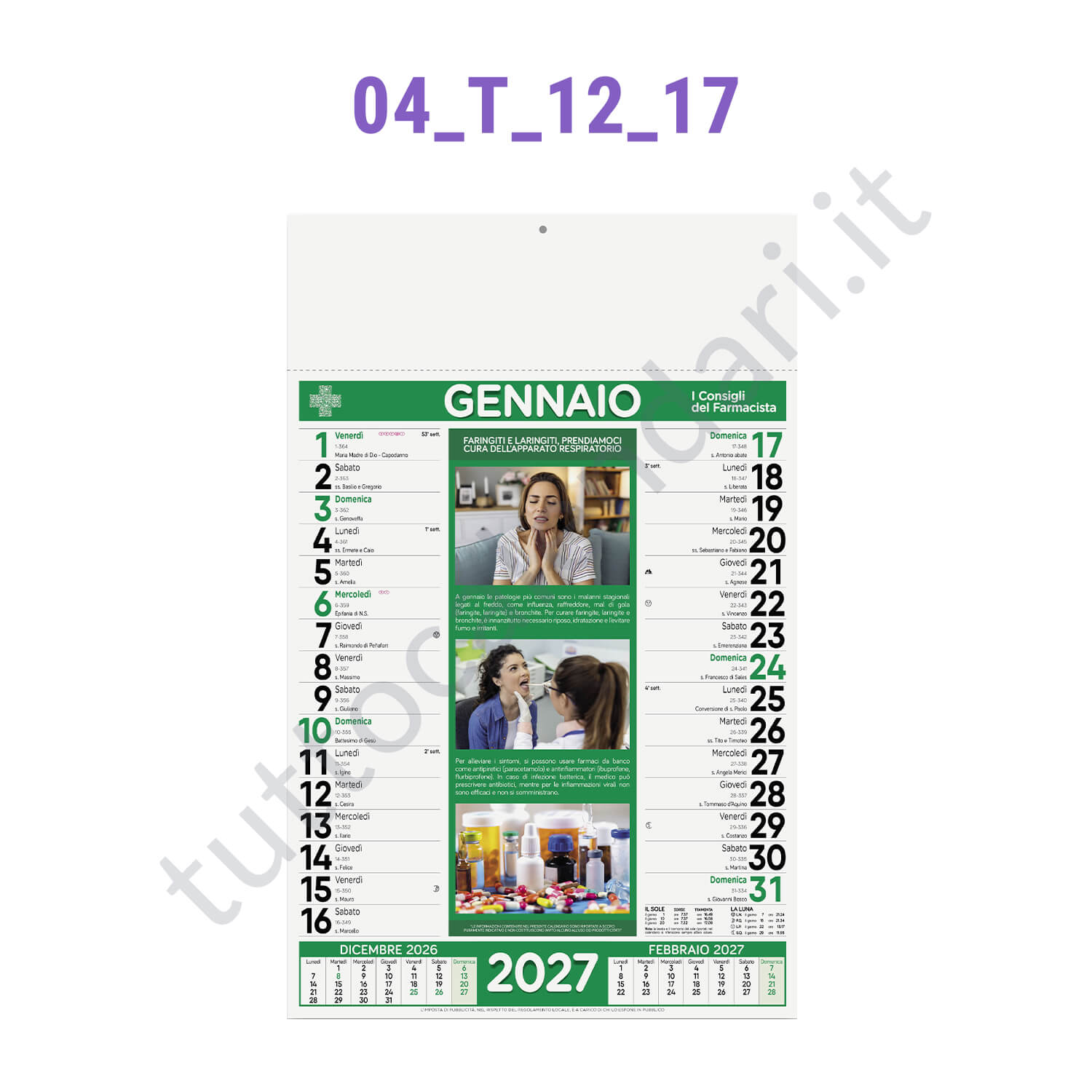 Calendario mensile con foto per farmacie ed erboristerie Stampa calendario da muro illustrato mensile per farmacie ed erboristerie