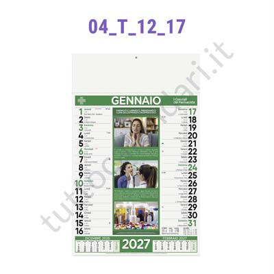 Stampa calendario da muro illustrato mensile per farmacie ed erboristerie