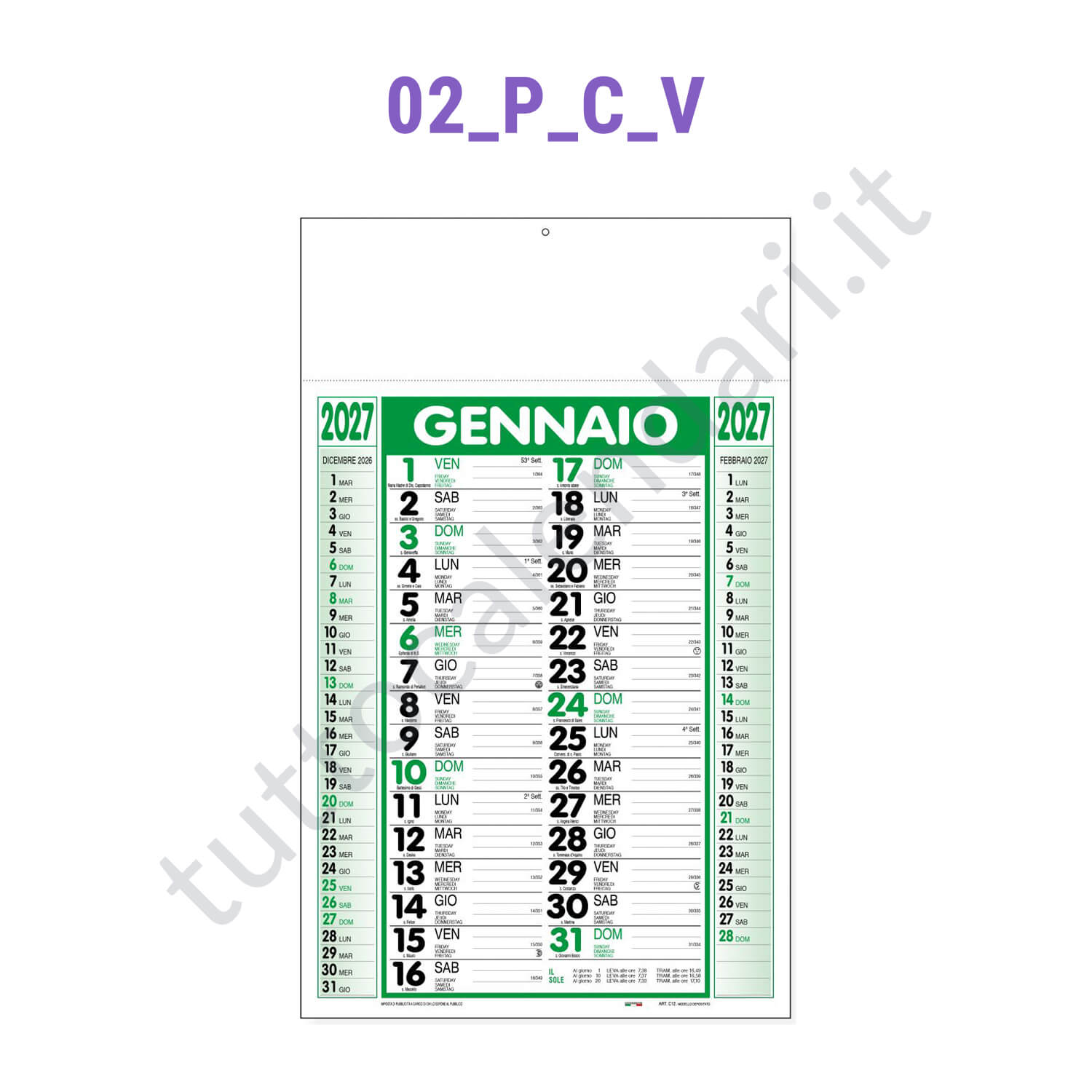 Calendario olandese con testata stampata per farmacie ed erboristerie Stampa calendario olandese commerciale da muro per farmacie ed erboristerie