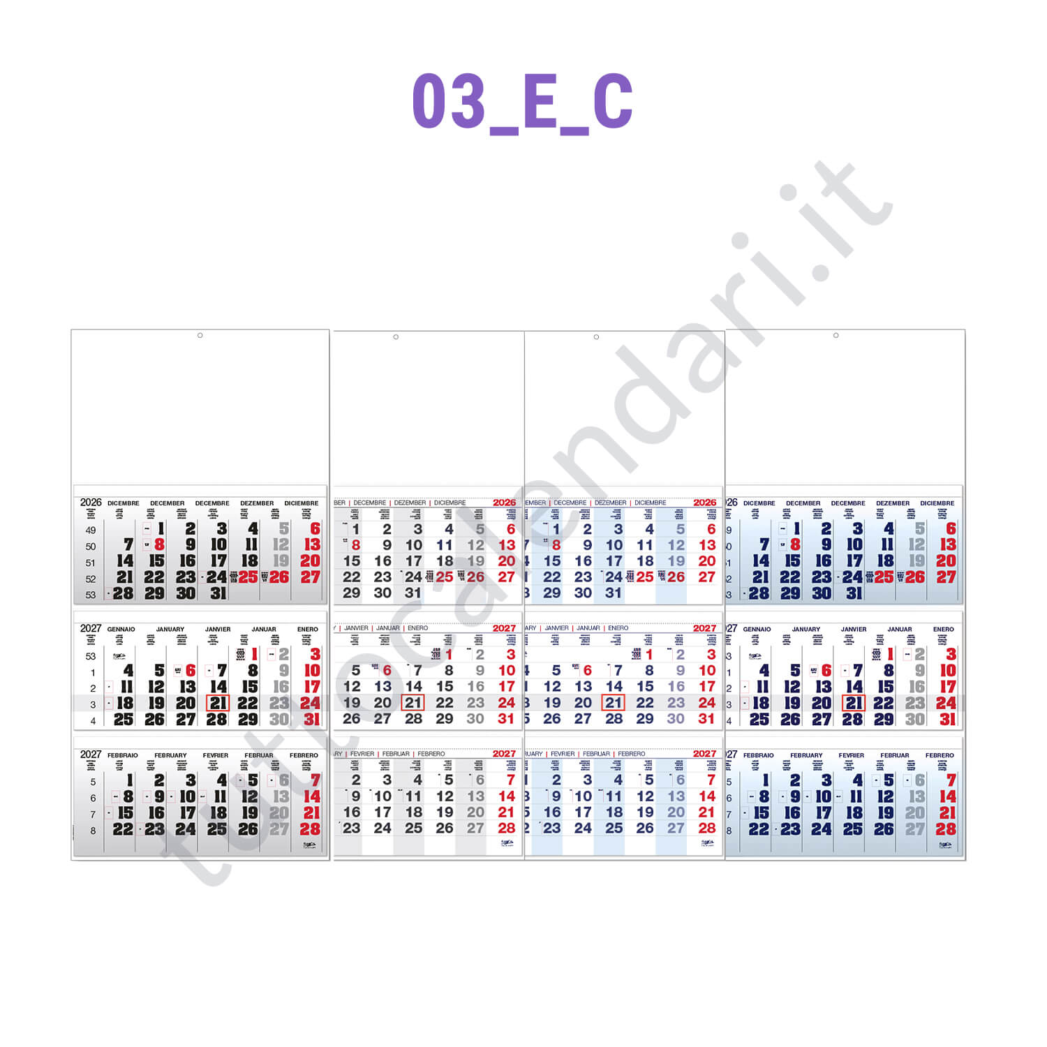 Calendario trittico con personalizzazione a colori Stampa calendario trittico da parete