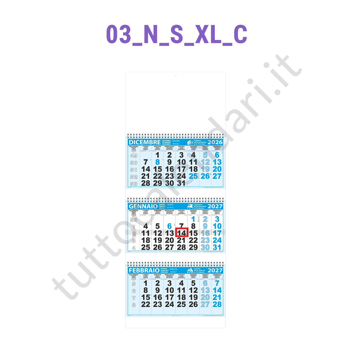 Calendario trittico da parete personalizzato Stampa calendario trittico da muro